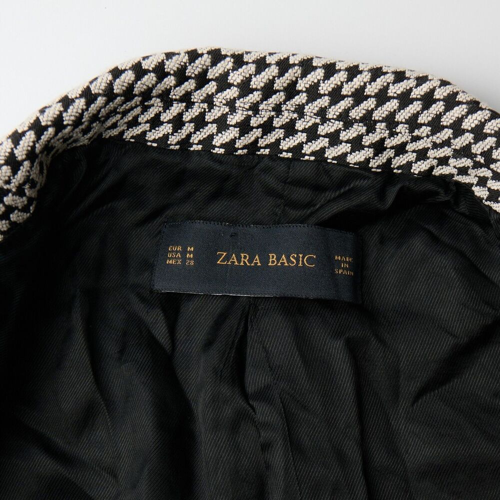 Zara Basic Blazer Women's M Structured Houndstooth Corpcore Workwear Minimalist - Picture 9 of 10